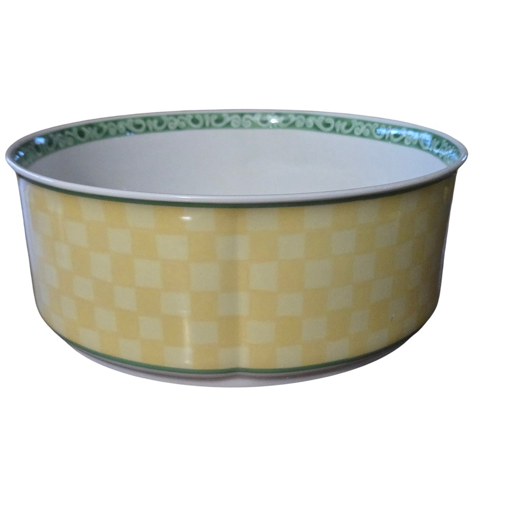 Villeroy & Boch Switch Summerhouse A Rose LG Serving Bowl Yellow Checkered 10"